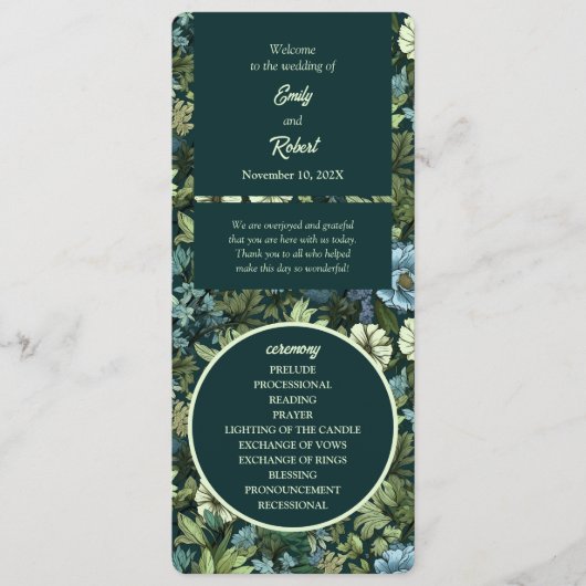 Blauw en Groen Victoriaans Wildbloemen Romantisch Programma (Voorkant)