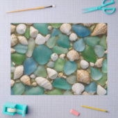Blauw en groen Zee Glass en Seashell Tissue Paper Tissuepapier (Craft)