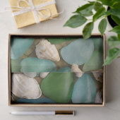 Blauw en groen Zee Glass en Seashell Tissue Paper Tissuepapier (Geschenk)