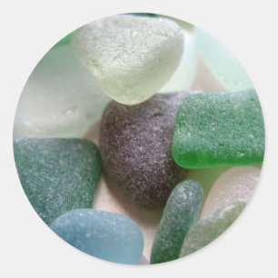Blauw en Groen Zee Ronde Sticker