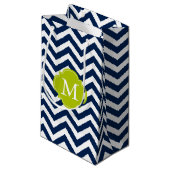 Blauw en groen Zigzag Pattern Monogram Klein Cadeauzakje (Voorkant Gekanteld)