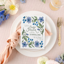 Blauw en groen zoete landelijke bloemige baby show