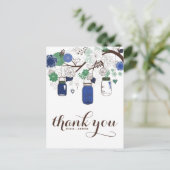BLAUW EN GROENE MASON JARS DIE DANKZIJ JULLIE BRIE BRIEFKAART (Staand voorkant)