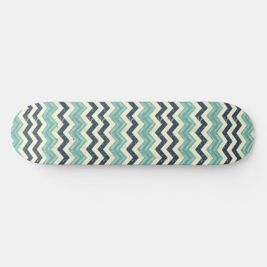 Blauw en Grungy Chevron Patroon Skateboard (Horizontaal)