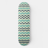 Blauw en Grungy Chevron Patroon Skateboard (Voorkant)