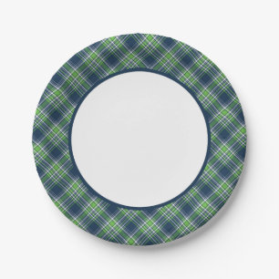Blauw en helder groen spelkader papieren bordje