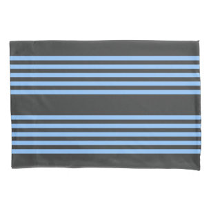 Blauw en houtskool met vijf strippen kussensloop