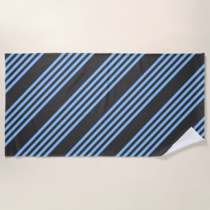 Blauw en houtskool met vijf strippen strandlaken