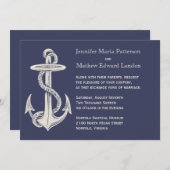 Blauw en Ivoor Anker Bruiloft Uitnodiging (Voorkant / Achterkant)