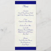 Blauw en Ivoor Damask Bruiloft Menu Kaart (Achterkant)