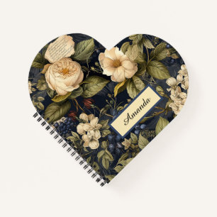 Blauw en Ivoor Elegant Flower Notitieboek