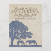 Blauw en Ivoor Paard Boerderij Save The Date Aankondigingskaart (Voorkant)