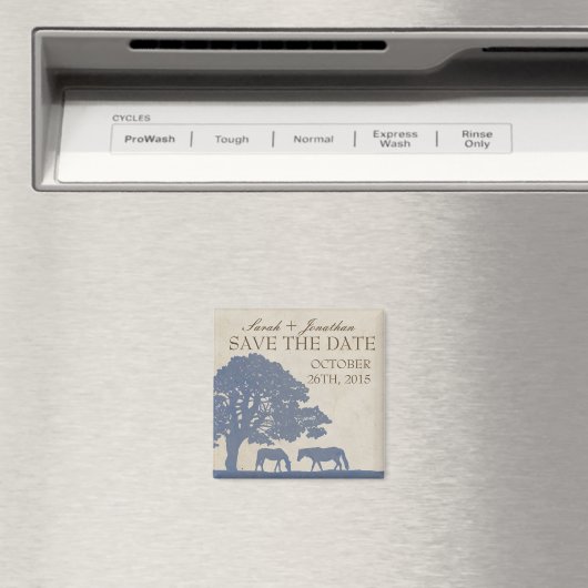 Blauw en Ivoor  Paard Boerderij Save The Date Magneet (Insitu (Vaatwasser))