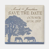 Blauw en Ivoor  Paard Boerderij Save The Date Magneet (Voorkant)