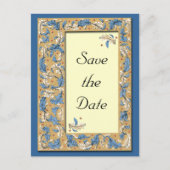 Blauw en Ivoor Save the Date Briefkaart (Voorkant)