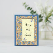 Blauw en Ivoor Save the Date Briefkaart (Staand voorkant)