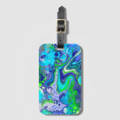 Blauw en kalkgroen kleurverfeffect bagagelabel (Voorkant (verticaal))