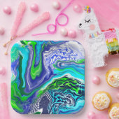 Blauw- en kalkgroene marmer-zwembroeken Birthday P Papieren Bordje (Feest)