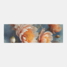 Blauw en karamel bruin tinten bloemenprint