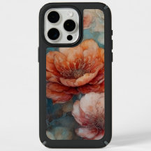 Blauw en karamel bruin tinten bloemenprint