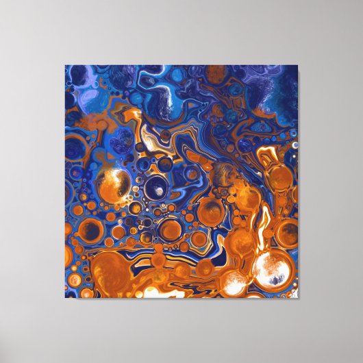 Blauw en koper Abstracte moderne kunst Canvas Afdruk (Voorkant)
