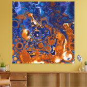 Blauw en koper Abstracte moderne kunst Canvas Afdruk (Insitu (Woonkamer))