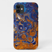 Blauw en koper Abstracte moderne kunst Case-Mate iPhone Case (Achterkant)