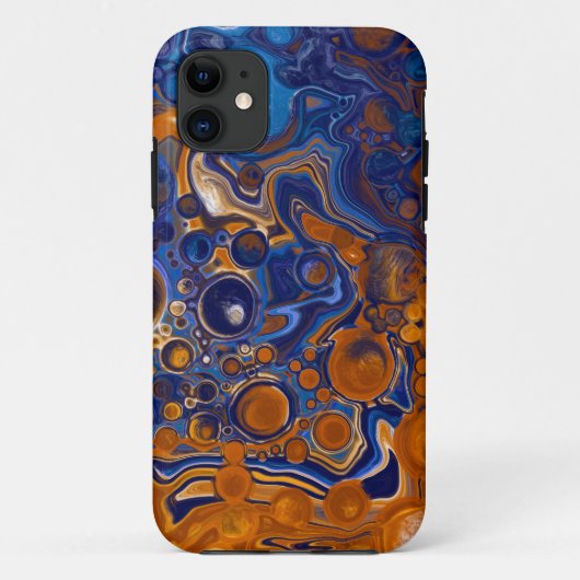 Blauw en koper Abstracte moderne kunst Case-Mate iPhone Case (Achterkant)