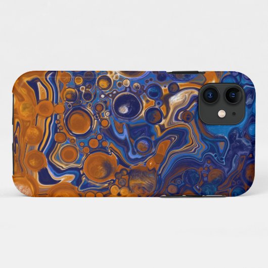 Blauw en koper Abstracte moderne kunst Case-Mate iPhone Case (Achterkant (horizontaal))