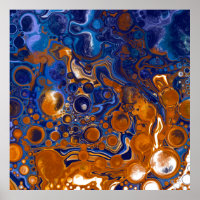 Blauw en koper Abstracte moderne kunst