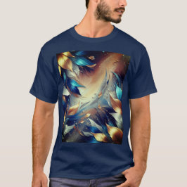 Blauw en koperblaadjes Abstract T-shirt