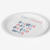 Blauw en koraal Baby shower Papieren Bordje (Gekanteld)