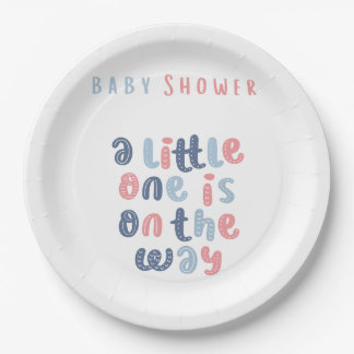 Blauw en koraal Baby shower Papieren Bordje