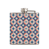 Blauw en koraal Geometrisch patroon Heupfles (Achterkant)