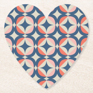 Blauw en koraal Geometrisch patroon Kartonnen Onderzetters