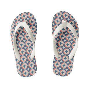 Blauw en koraal Geometrisch patroon Kinder Teenslippers