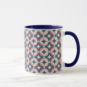 Blauw en koraal Geometrisch patroon Mok