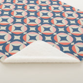 Blauw en koraal Geometrisch patroon Sherpa Deken (3/4)