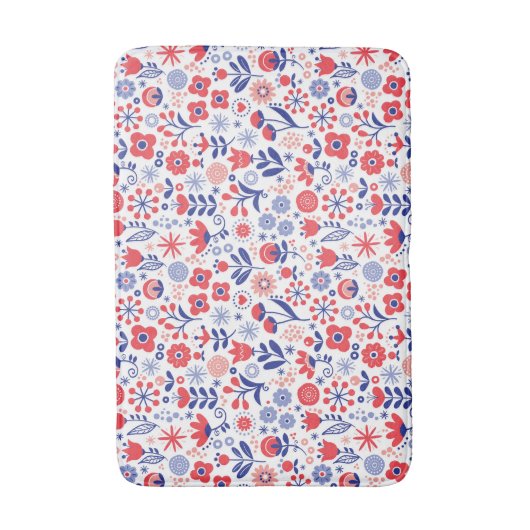 Blauw- en koraalpatroon badmat (Voorkant Verticaal)