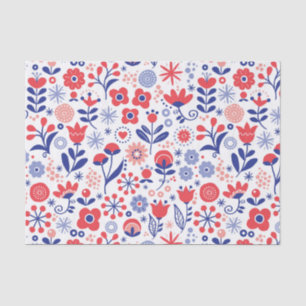 Blauw- en koraalpatroon tissuepapier