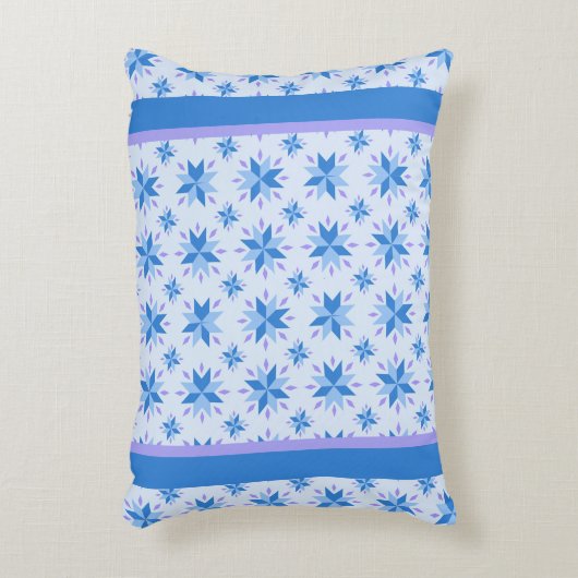 Blauw en lavender Star Quilt Pattern Accent Kussen (Voorkant(Verticaal))