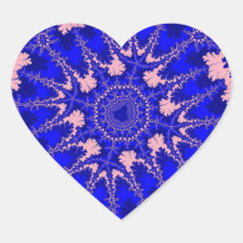 Blauw en licht roze fractal Birthday Hart Sticker