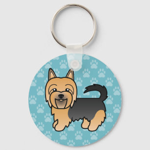 Blauw en lichtbruin Australische Terrier-hond Cart Sleutelhanger