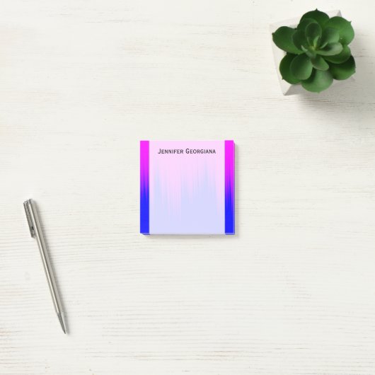 Blauw en magenta Streaks Patroon + Aangepaste naam Post-it® Notes (Kantoor)