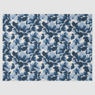 Blauw en marine schilderachtig bloempatroon tissuepapier