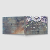 Blauw en Maroon Rustieke Bloemen Gastenboek (Volledig)