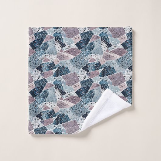 Blauw en Mauve Abstract Terrazzo Design Bad Handdoek (Wasdoekje)