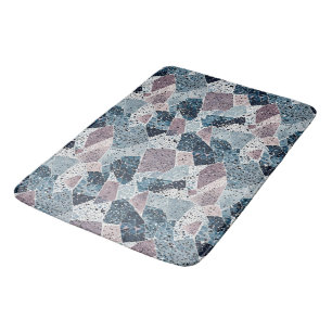 Blauw en Mauve Abstract Terrazzo Design Badmat