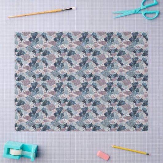 Blauw en Mauve Abstract Terrazzo Design Tissuepapier (Craft)