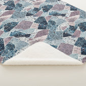 Blauw en Mauve Terrazzo Abstract Design Sherpa Deken (3/4)